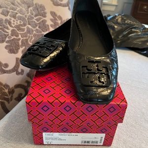 Tory Burch Croc Embossed Flats